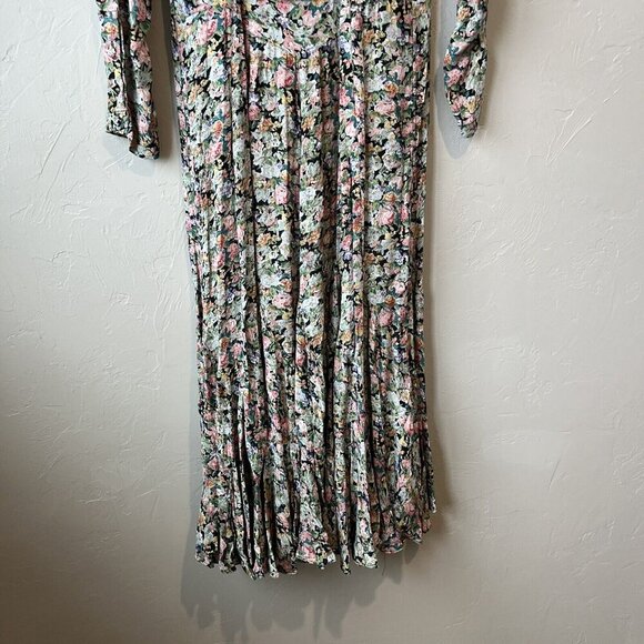 vintage nostalgia dress Floral Maxi Cottage Pleated 90s 80s Coquette Feminine M - Picture 12 of 14